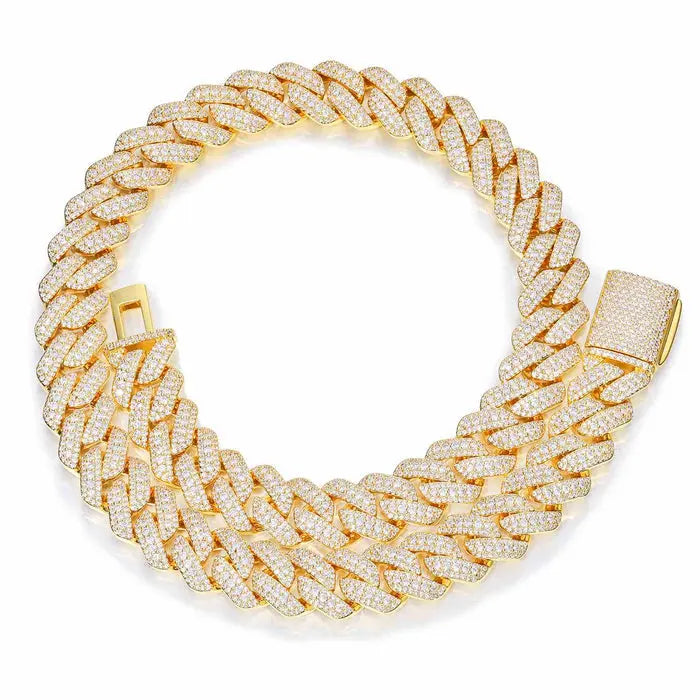 FREGIA CUBAN ICE HALSBAND MOISSANITE S925 SILVER - 18K GULDPLÄTERAD Fregia